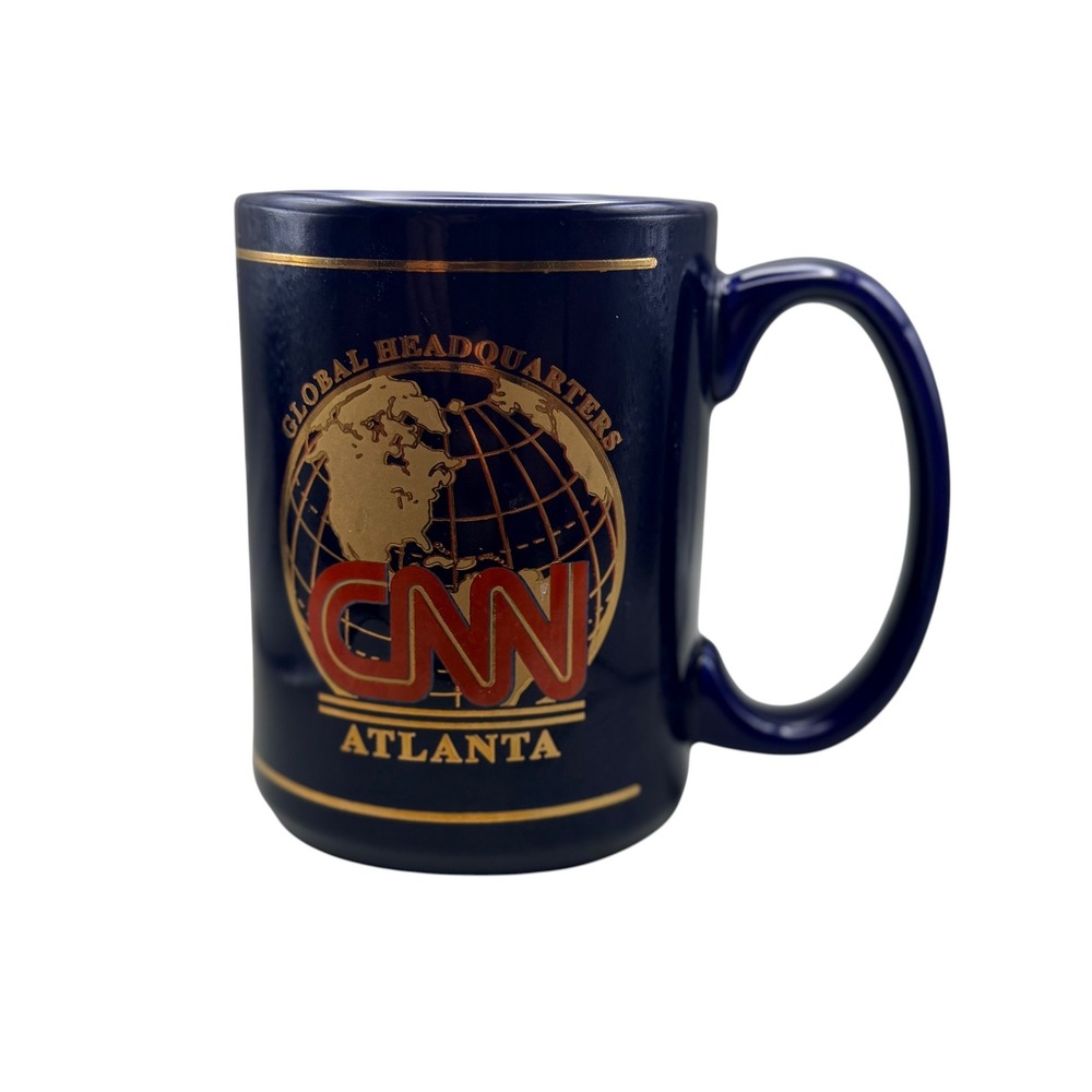 CNN Global Headquarters Atlanta Coffee Mug Vintage Media News Cobalt Blue Mug